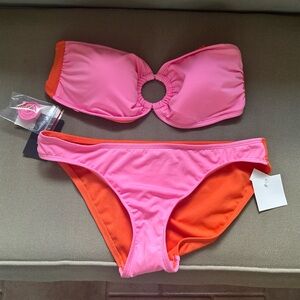 Kate Spade Pink and Orange Bandeau Bikini Set